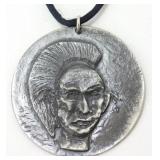 Vintage 1973 Signed Sioux Warrior Pendant