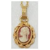 Vintage 12K Gold Filled Cameo Necklace - 18ï¿½ long