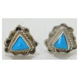 Vintage Sterling Silver and Turquoise Pierced