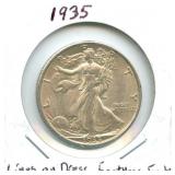 1935 Walking Liberty Silver Half Dollar - Lines