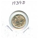 1939-D Mercury Silver Dime