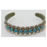 1952 Jack Bell Silver and Turquoise Cuff Bracelet