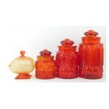 ** Fancy Amberina Covered Compote - Excellent