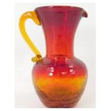 * MCM 6' Amberina Crackle Glass Pitcher