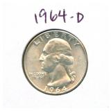 1964-D Washington Silver Quarter