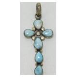 Sterling Silver & Larimar Cross Pendant