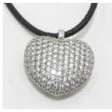 Milor Italy Sterling Silver CZ Heart Pendant