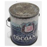 Early 1930's Painted IGA Coconut Tin with Lid
