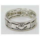 Vintage Sterling Silver Claddagh Ring - 3.14