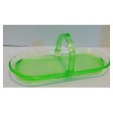 Uranium Glass Relish Tray / Butter Dish