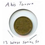 Abe's Tavern 13 West Spring St. Token
