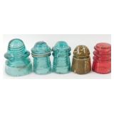 * Collection of Vintage Colored Glass Insulators