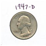1947-D Washington Silver Quarter