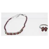 925 Sterling Silver Garnet Ring & 925 Garnet