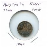 Australia Silver Three Pence - 1944