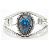 Vintage Sterling Silver and Turquoise Navajo Cuff