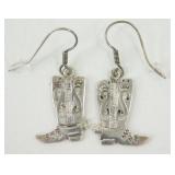 Vintage Sterling Silver Cowboy Boot Pierced