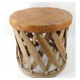 * Leather & Wood Vintage Foot Stool