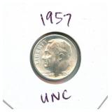 1957 Uncirculated Roosevelt Silver Dime