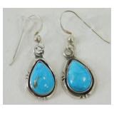 Vintage Sterling Silver and Turquoise Pierced
