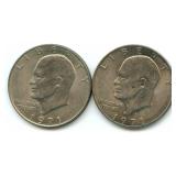 1971 & 1971-D Eisenhower Dollar Coins