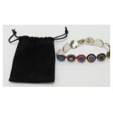 Sterling Silver Mexican Fire Opal Bracelet