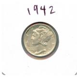 1942 Mercury Silver Dime