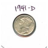 1941-D Mercury Silver Dime
