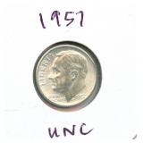 1957 Uncirculated Roosevelt Silver Dime