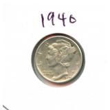 1940 Mercury Silver Dime