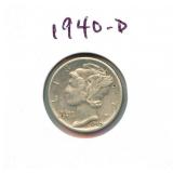1940-D Mercury Silver Dime