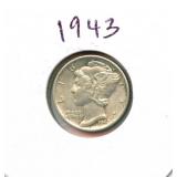 1943 Mercury Silver Dime