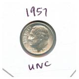 1957 Uncirculated Roosevelt Silver Dime