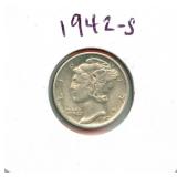 1942-S Mercury Silver Dime