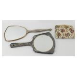 2 Vintage Vanity Handheld Mirrors with Small