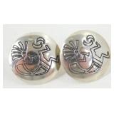 Sterling Silver Navajo Pierced Earrings - 2.71