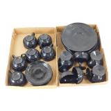 ** Black Cloverleaf Setting of Six - 24 Pieces,