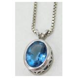 Sterling Silver and Blue Topaz Necklace - 3.98