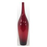 * MCM 18" Ruby Colored Glass Heavy Glass