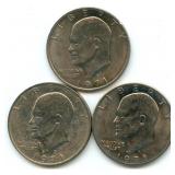 (3) 1971-D Eisenhower Dollars