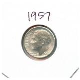 1957 Roosevelt Silver Dime
