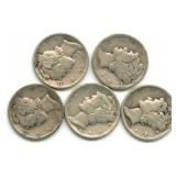 (5) Mercury Silver Dimes