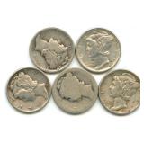 (5) Mercury Silver Dimes