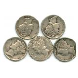(5) Mercury Silver Dimes