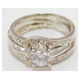 Sterling Silver and White Stone Wedding Set -