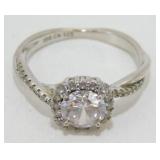 Sterling Silver and White Stone Ring - 3.02 grams