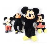 * 3 Vintage Mickey Mouse Plushes & 1 Minnie