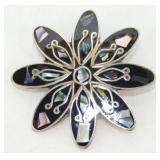 Vintage Signed Alpaca Abalone Brooch - 1.5ï¿½, 5.47