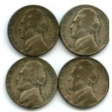 Group of 4 Jefferson Silver War Nickels