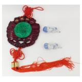 * Chinese Red Knot Wall Hanging & 2 Vintage White